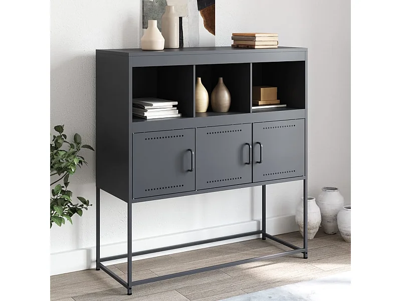 Buffet anthracite 100,5x39x107 cm acier