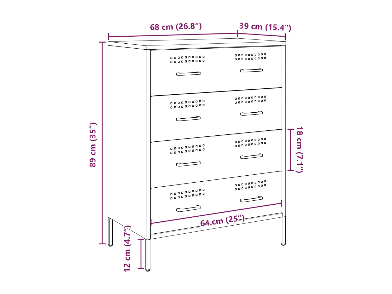 Buffet anthracite 68x39x89 cm acier