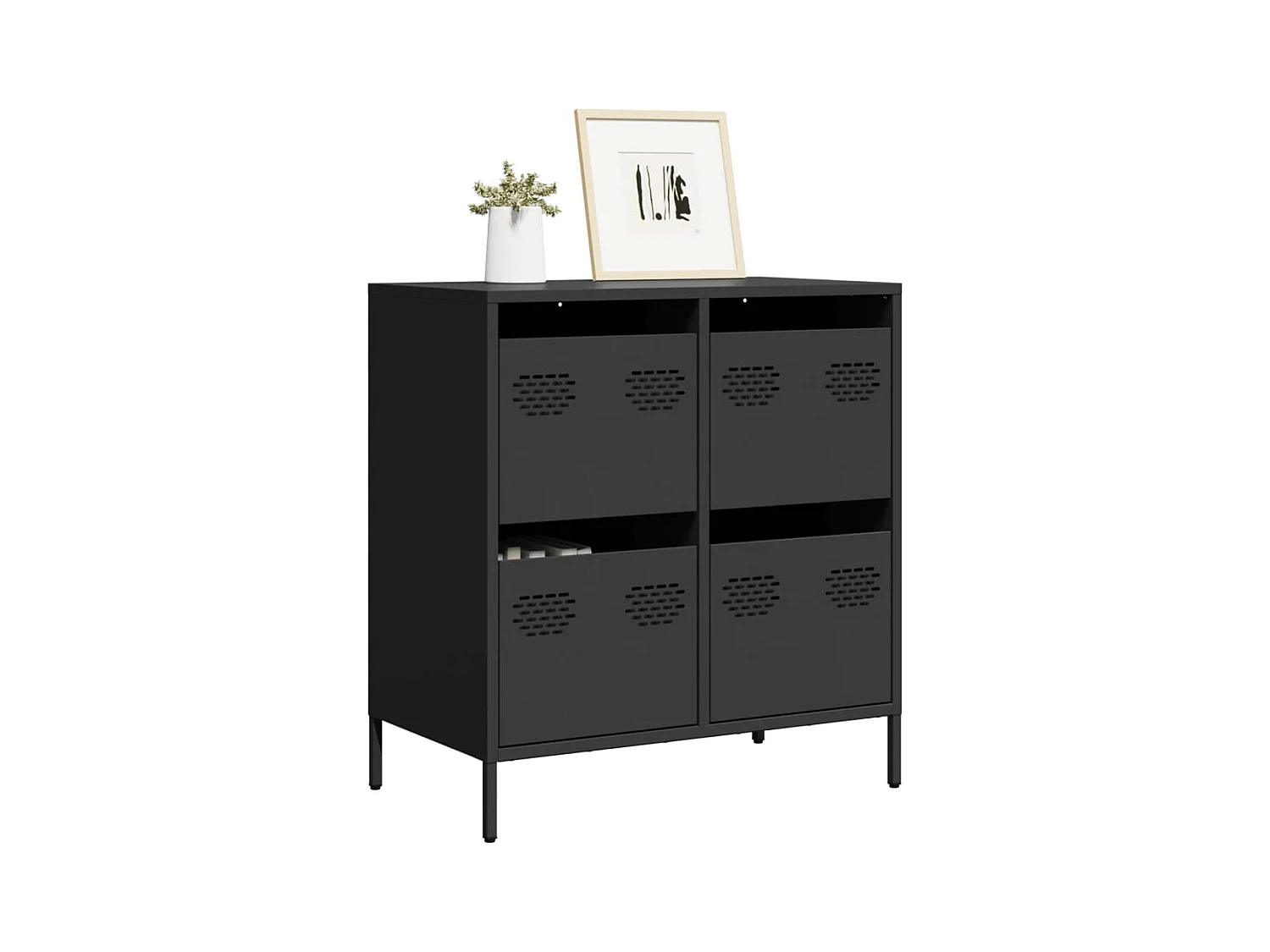 Buffet noir 68x39x73,5 cm acier laminé à froid