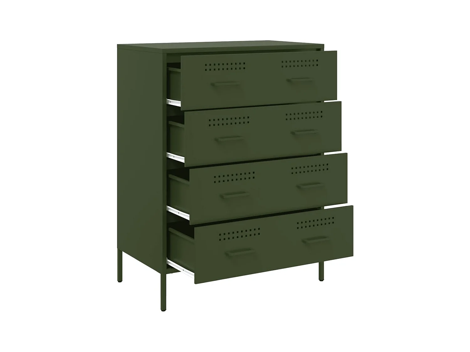 Aparador de acero verde oliva 68x39x89 cm