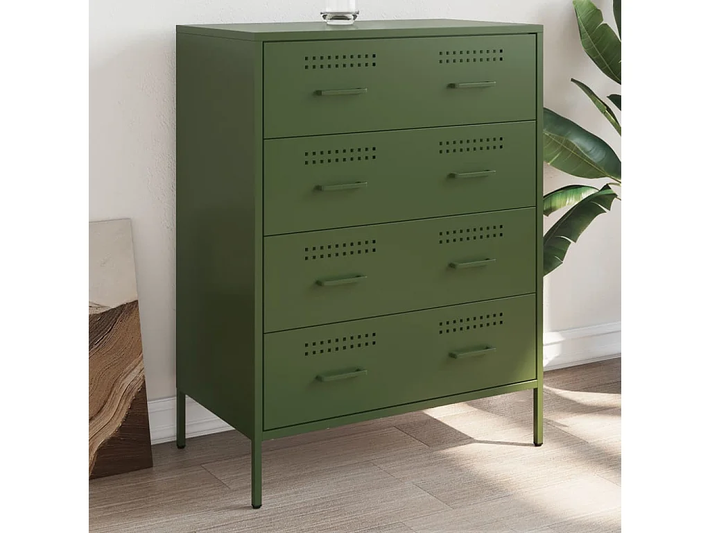 Dressoir 68x39x89 cm staal olijfgroen