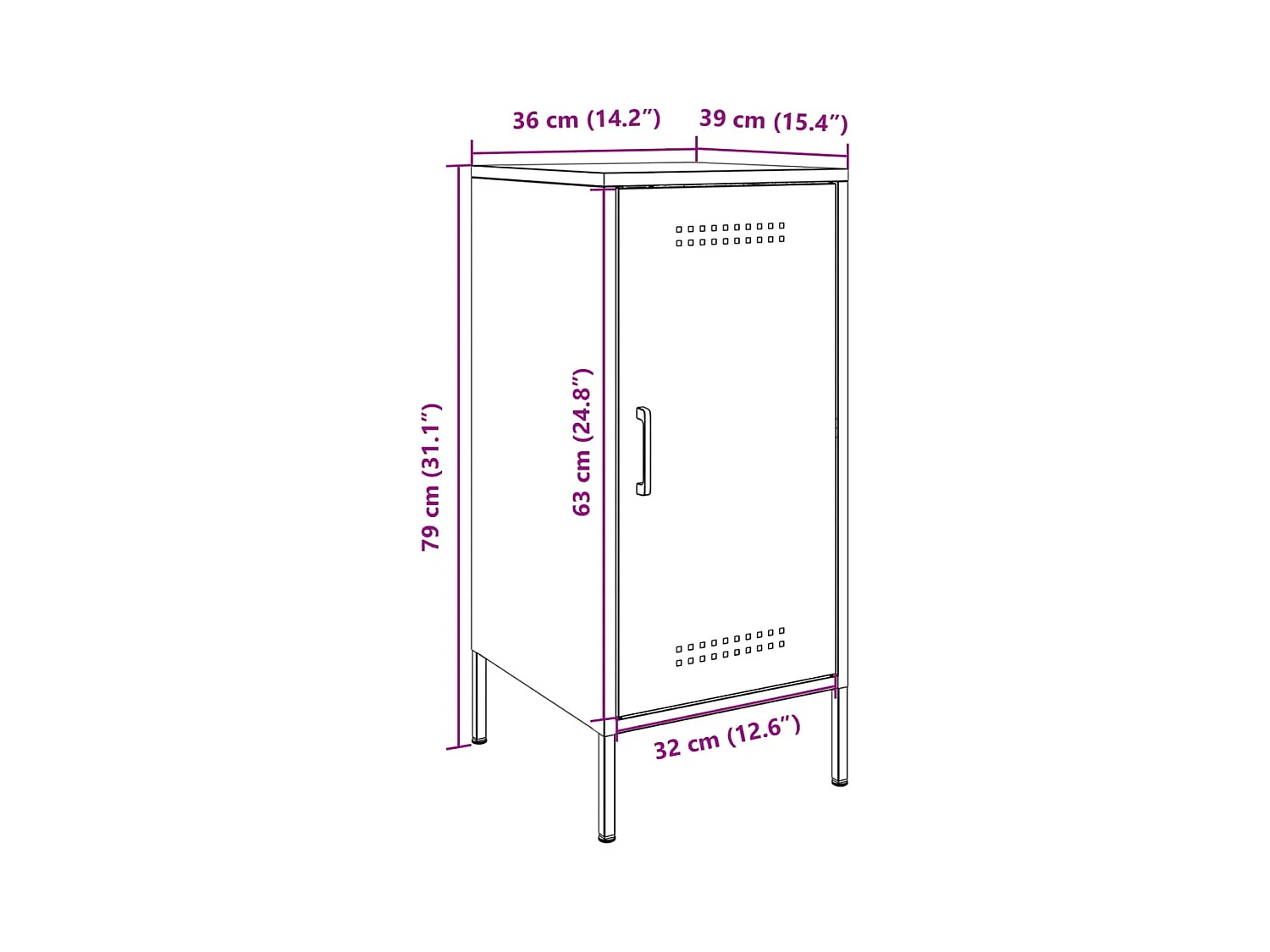 Buffet rose 36x39x79 cm acier
