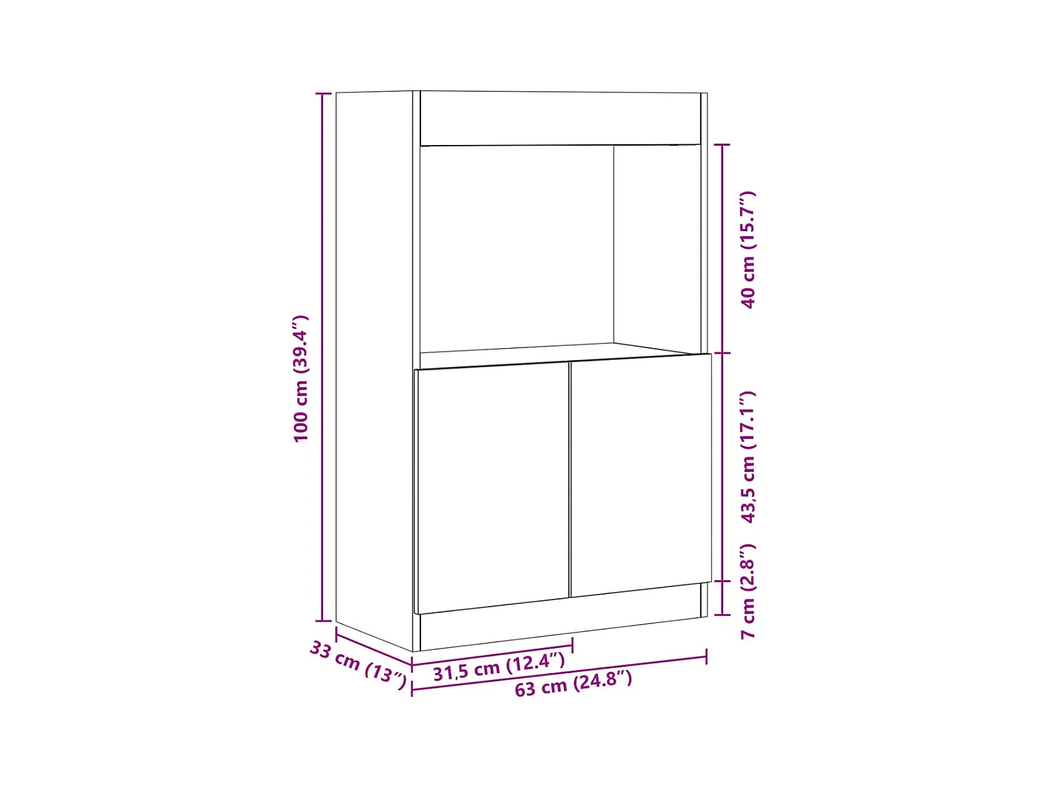 Armário alto 63x33x100 cm derivados de madeira madeira velha