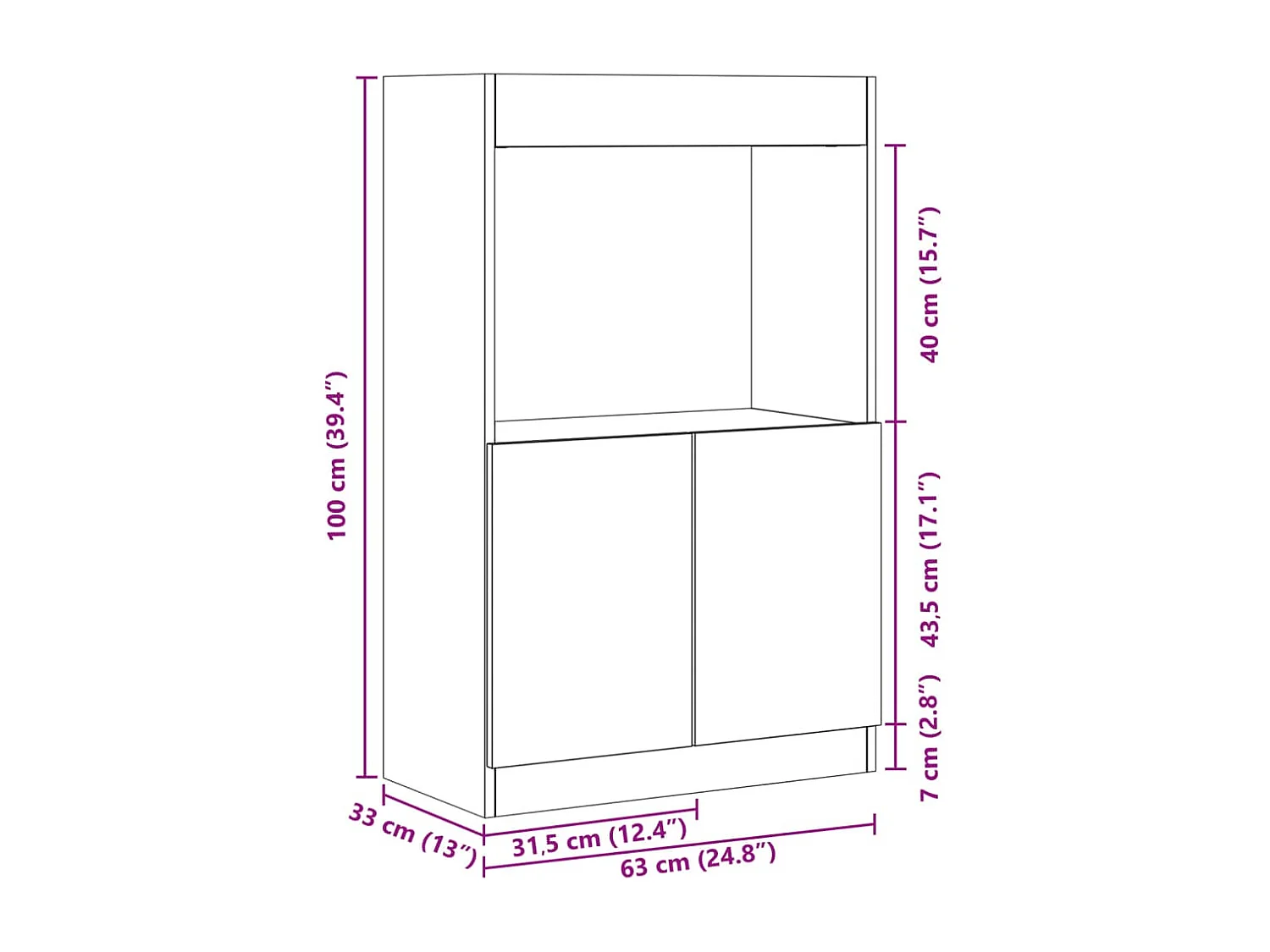 Highboard Altholz-Optik 63x33x100 cm Holzwerkstoff