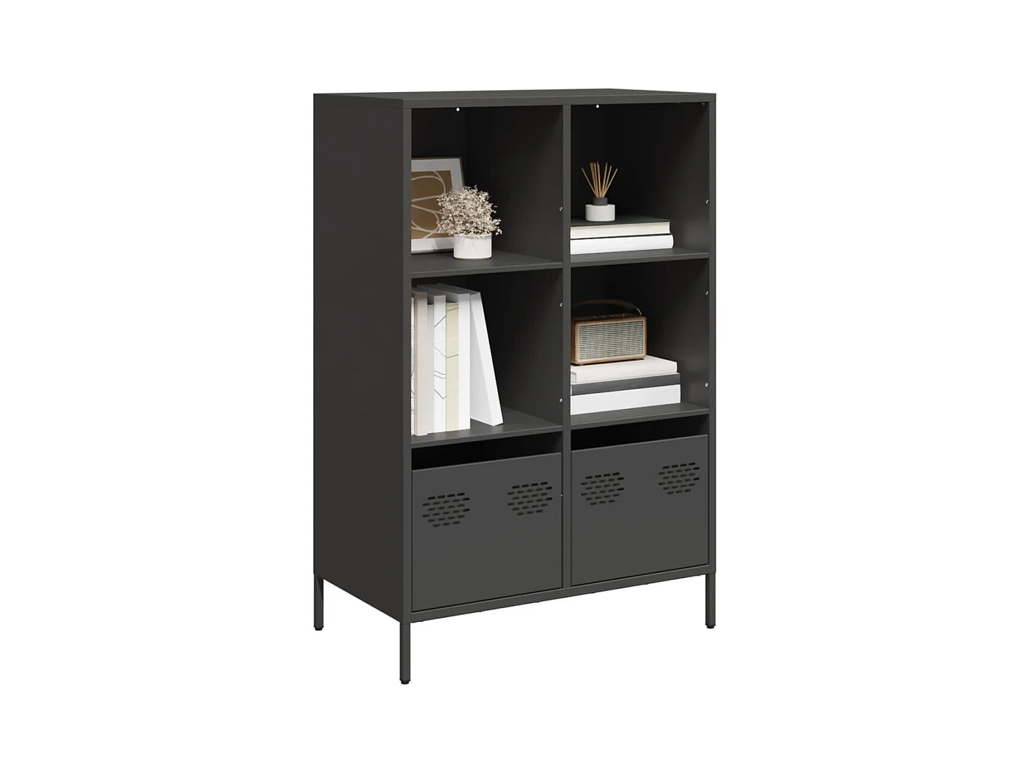 Credenza Nera 68x39x103,5 cm in Acciaio