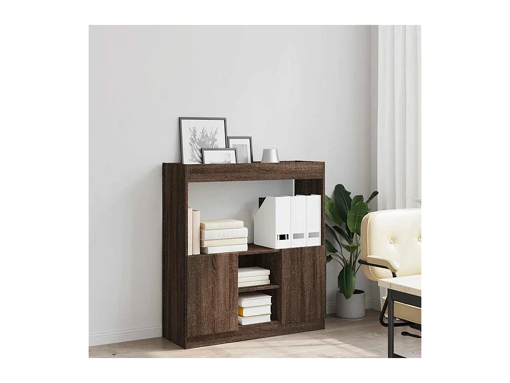 Buffet haut chêne marron 92x33x100 cm bois d'ingénierie