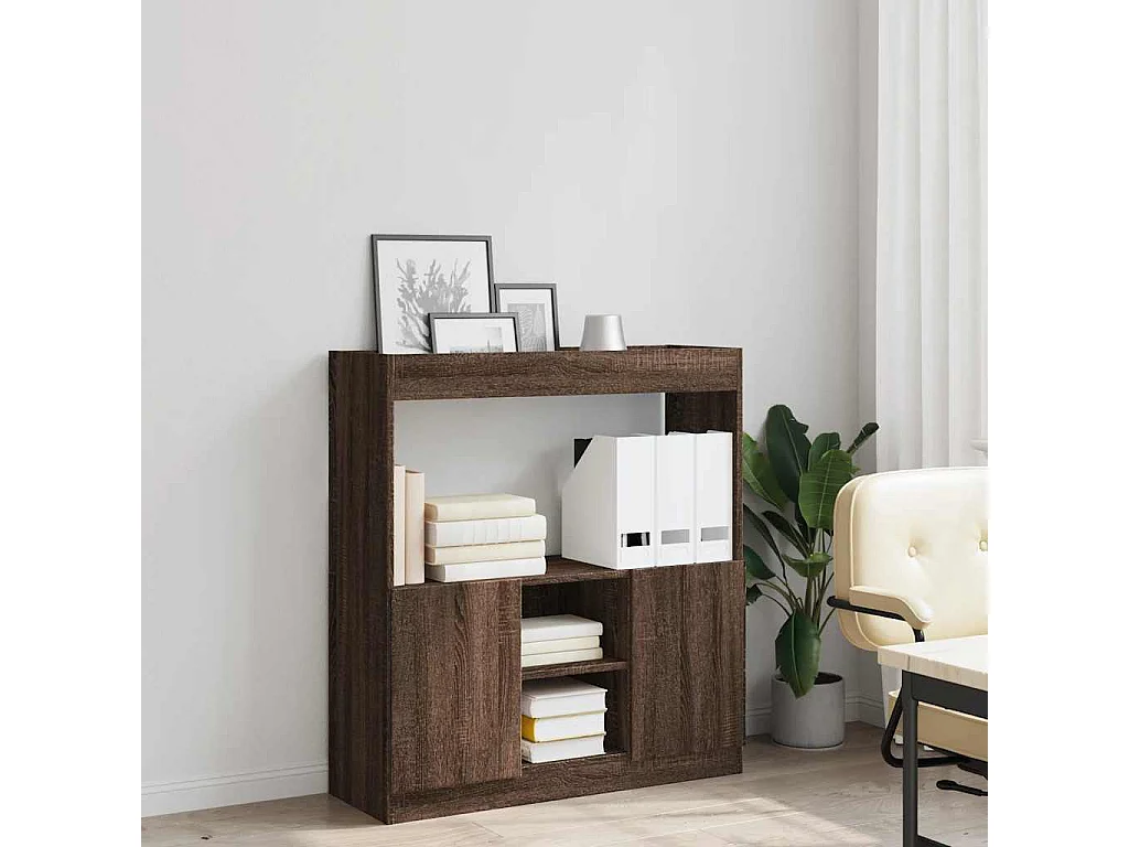 Buffet haut chêne marron 92x33x100 cm bois d'ingénierie