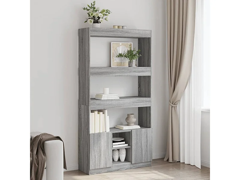 Highboard Grau Sonoma 92x33x180 cm Holzwerkstoff