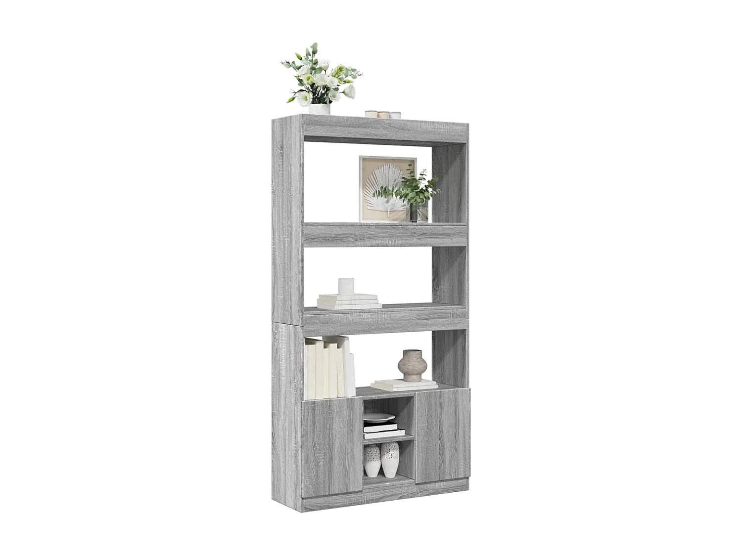 Buffet haut sonoma gris 92x33x180 cm bois d'ingénierie