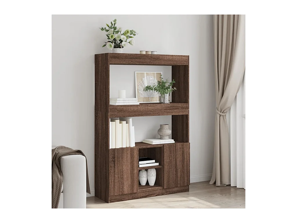 Buffet haut chêne marron 92x33x140 cm bois d'ingénierie