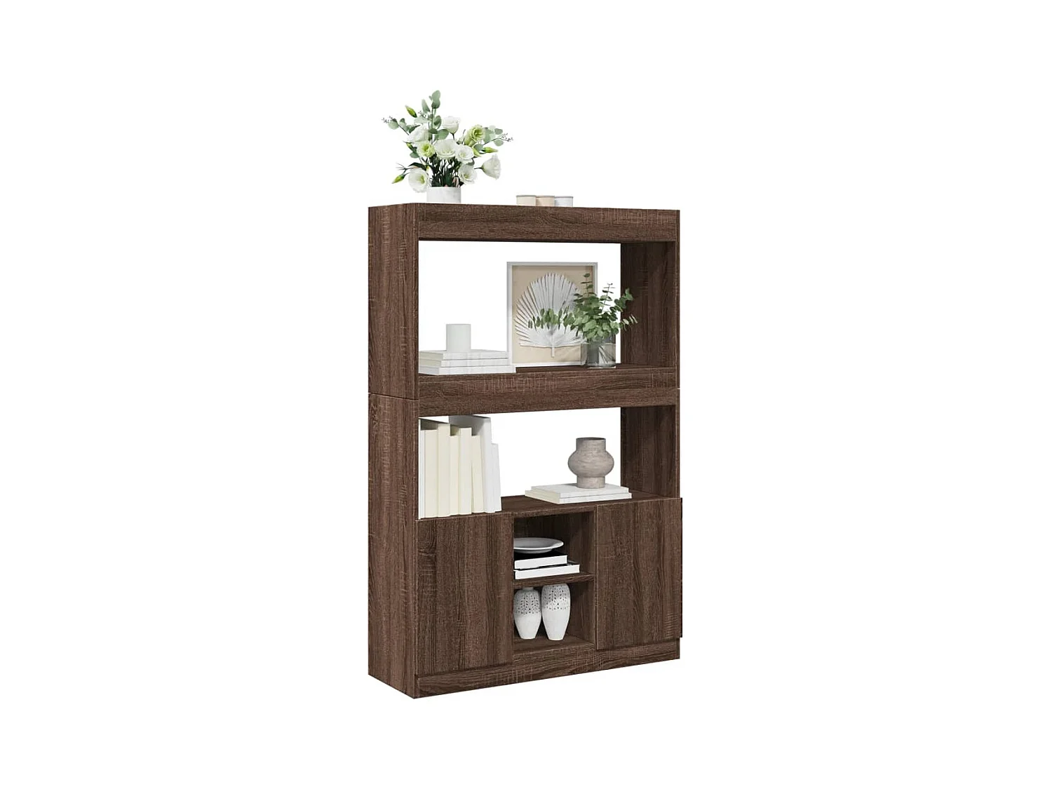 Buffet haut chêne marron 92x33x140 cm bois d'ingénierie