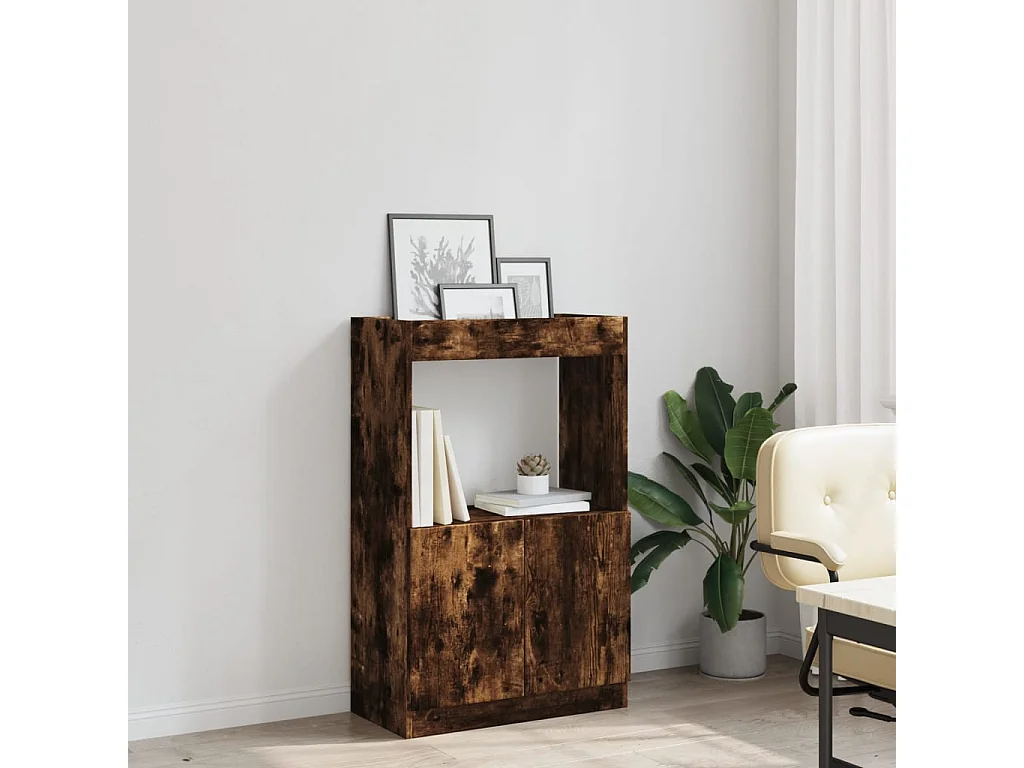 Buffet haut chêne fumé 63x33x100 cm bois d'ingénierie