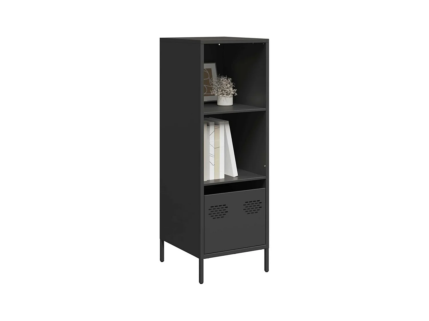 Buffet haut noir 35x39x103,5 cm acier