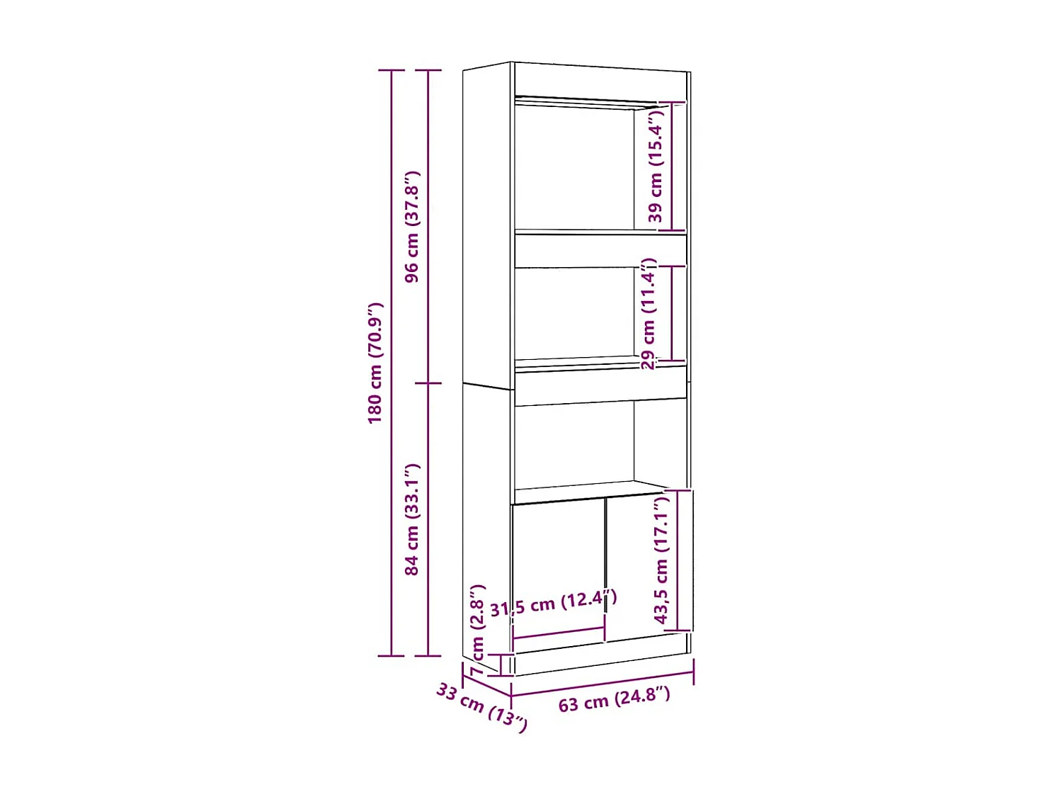 Armário alto 63x33x180 cm derivados madeira carvalho artisiano
