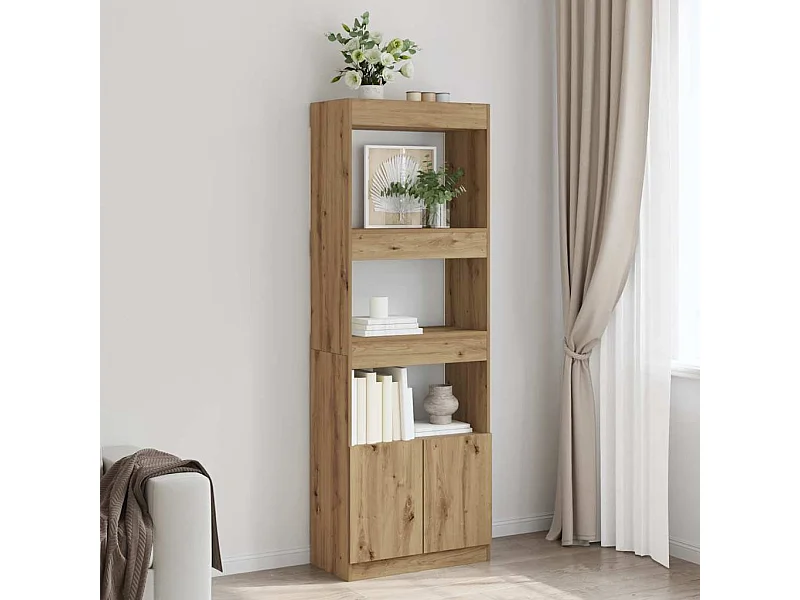 Armário alto 63x33x180 cm derivados madeira carvalho artisiano