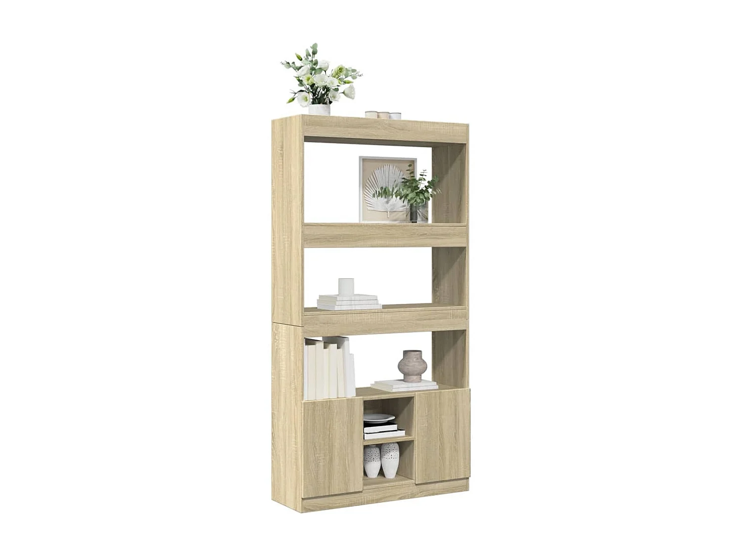 Buffet haut chêne sonoma 92x33x180 cm bois d'ingénierie