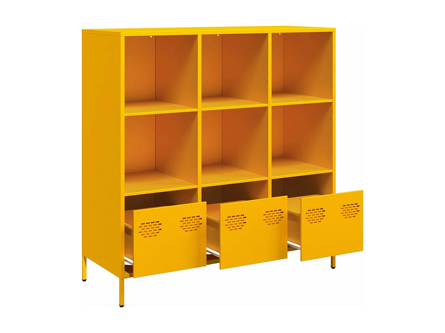 Aparador de acero amarillo mostaza 101,5x39x103,5 cm