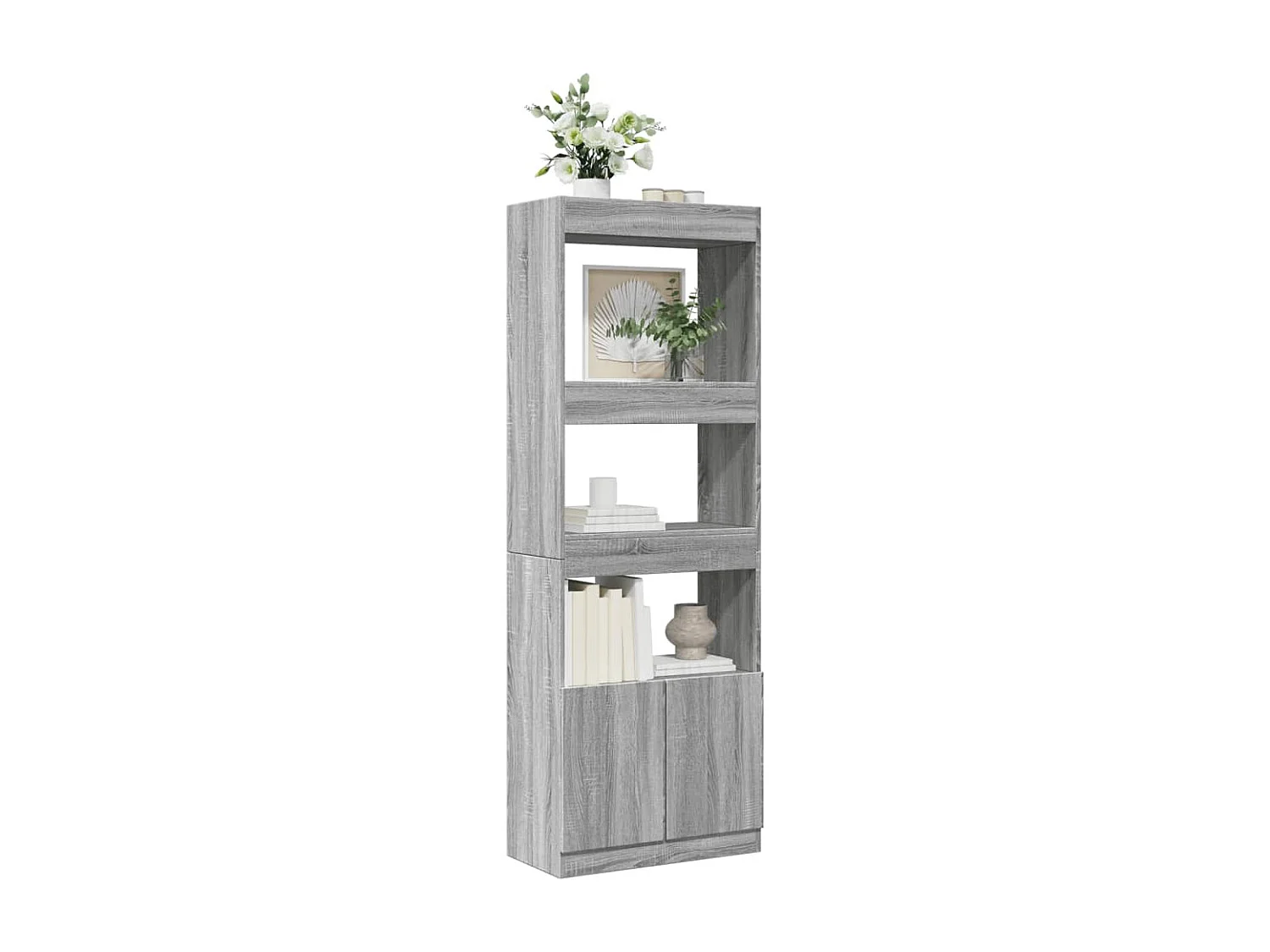 Buffet haut 63x33x180 cm sonoma gris bois d'ingénierie