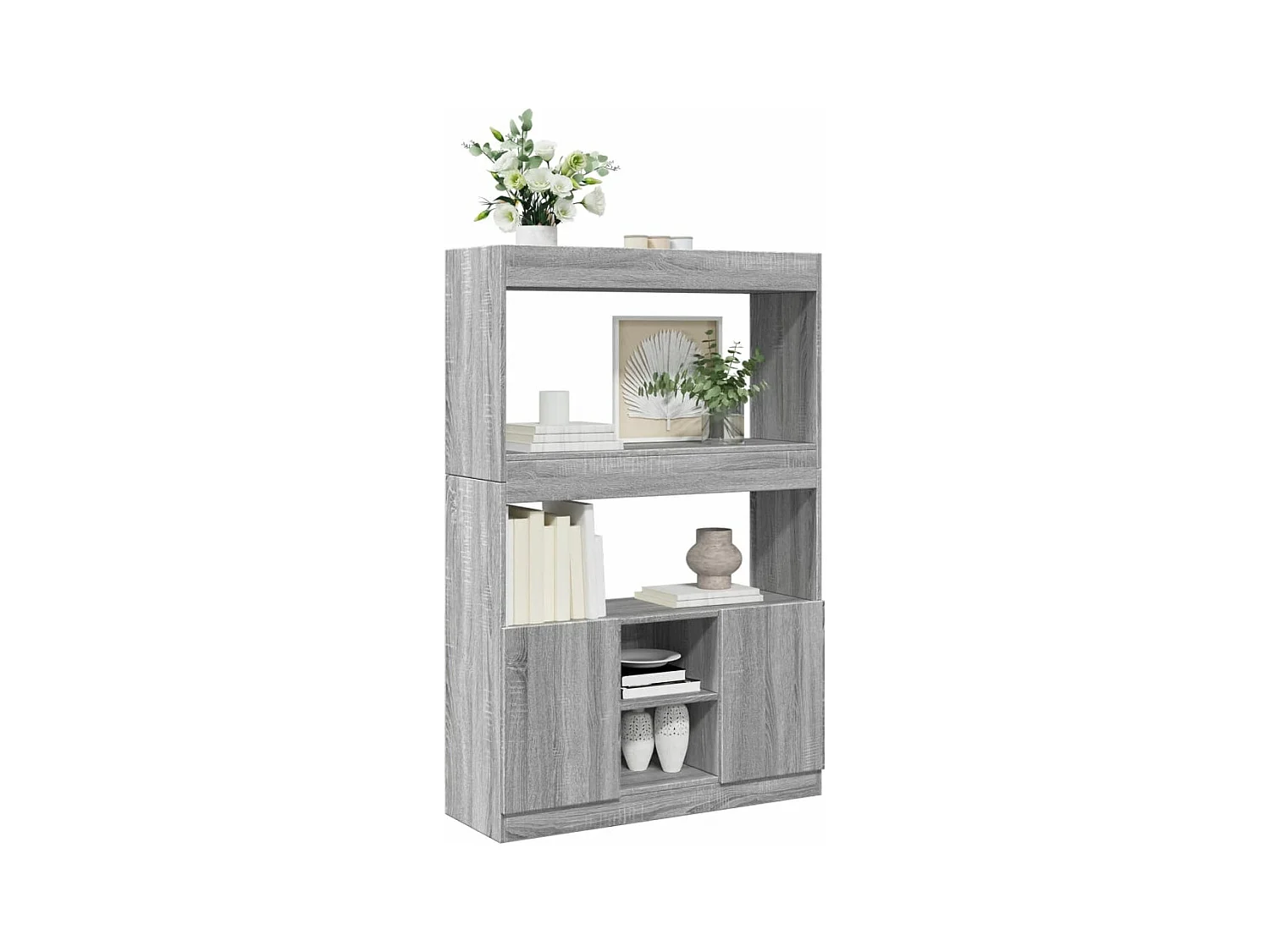 Buffet haut sonoma gris 92x33x140 cm bois d'ingénierie