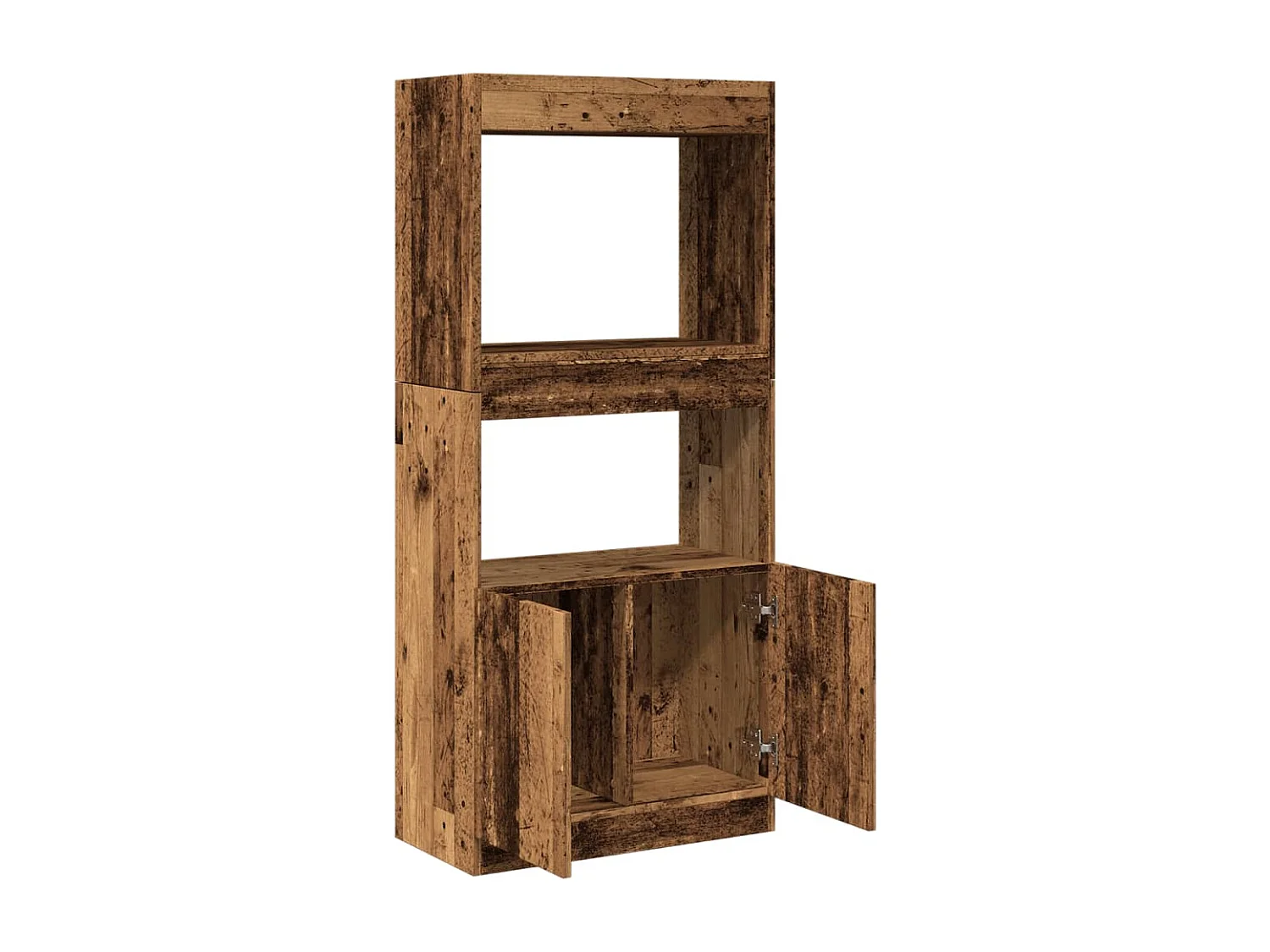 Hoge kast 63x33x140 cm bewerkt hout oud houtkleurig