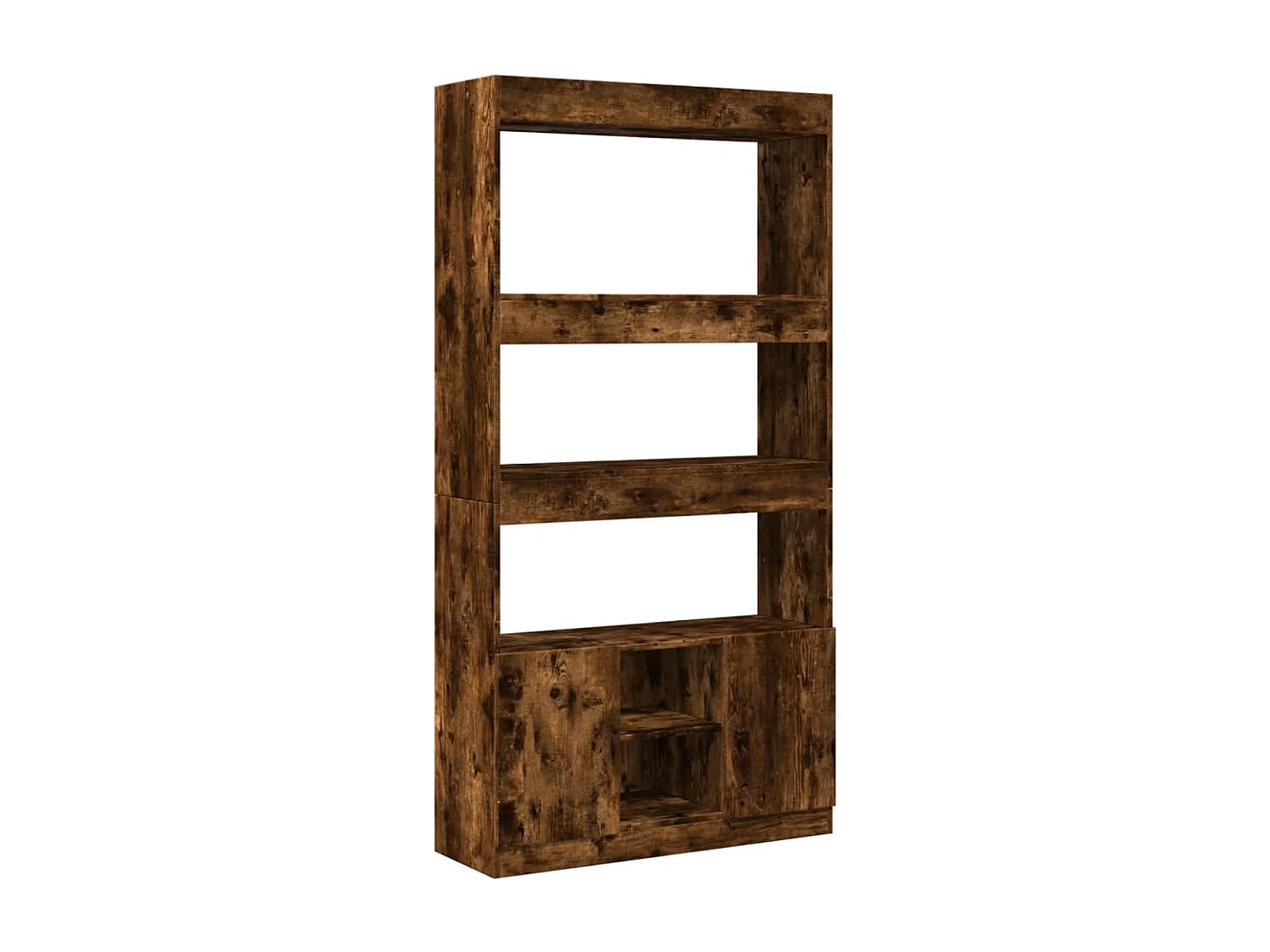 Buffet haut chêne fumé 92x33x180 cm bois d'ingénierie