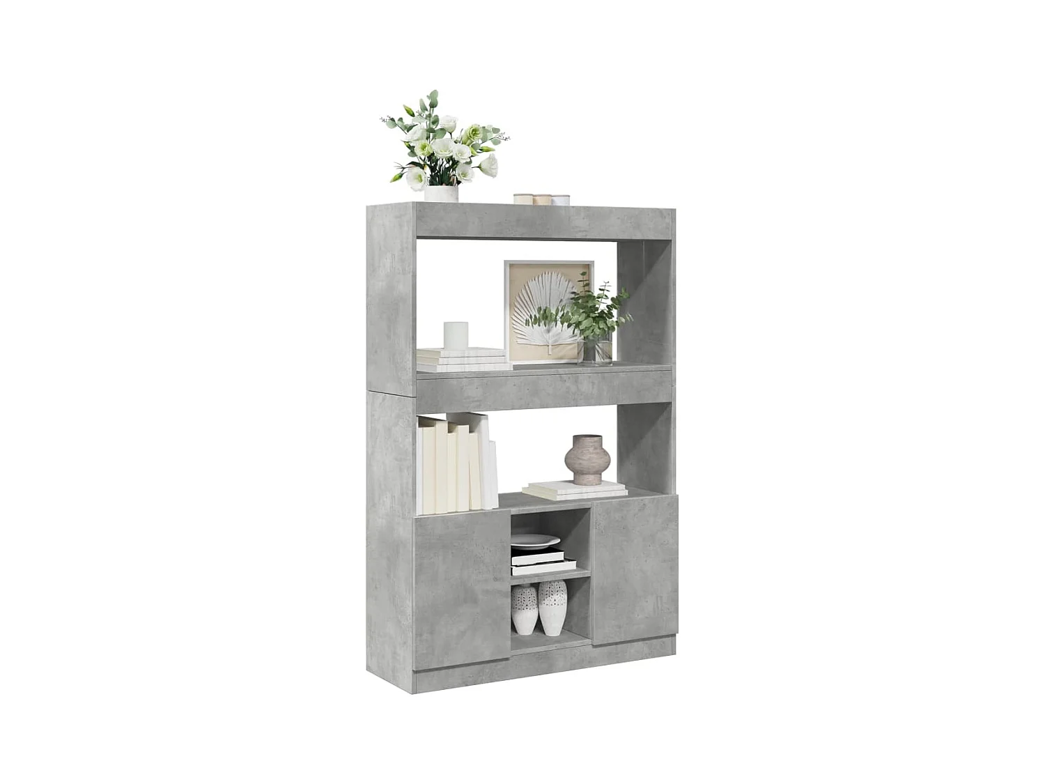 Buffet haut gris béton 92x33x140 cm bois d'ingénierie