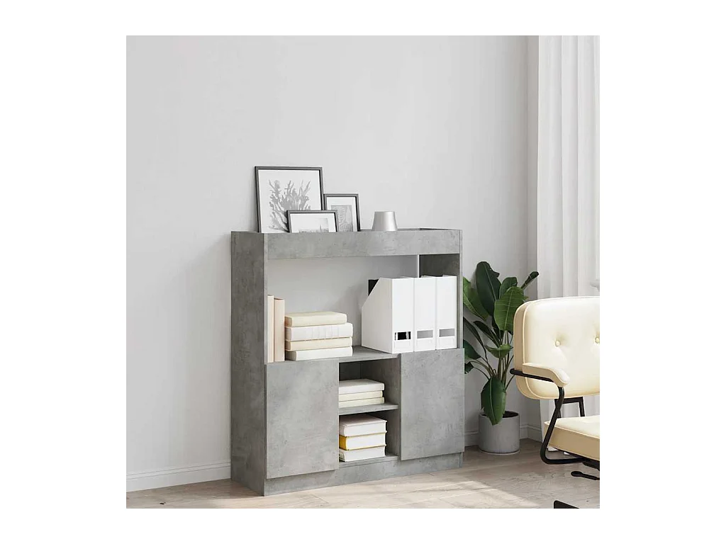 Buffet haut gris béton 92x33x100 cm bois d'ingénierie