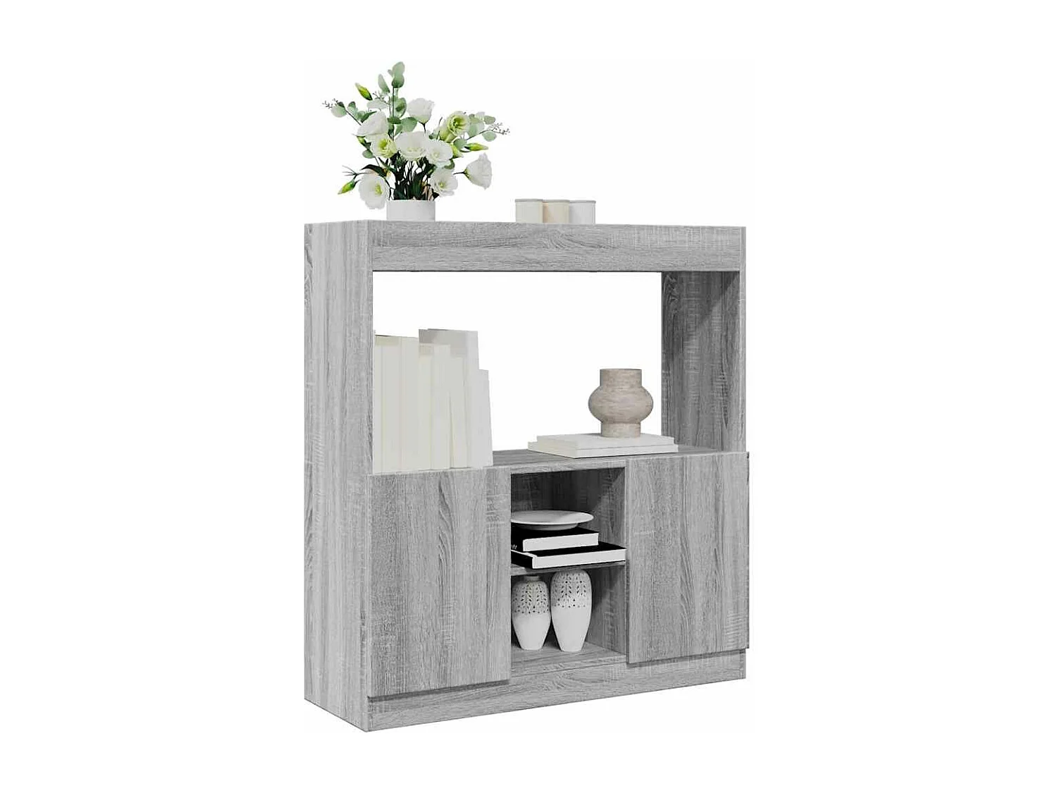 Buffet haut sonoma gris 92x33x100 cm bois d'ingénierie