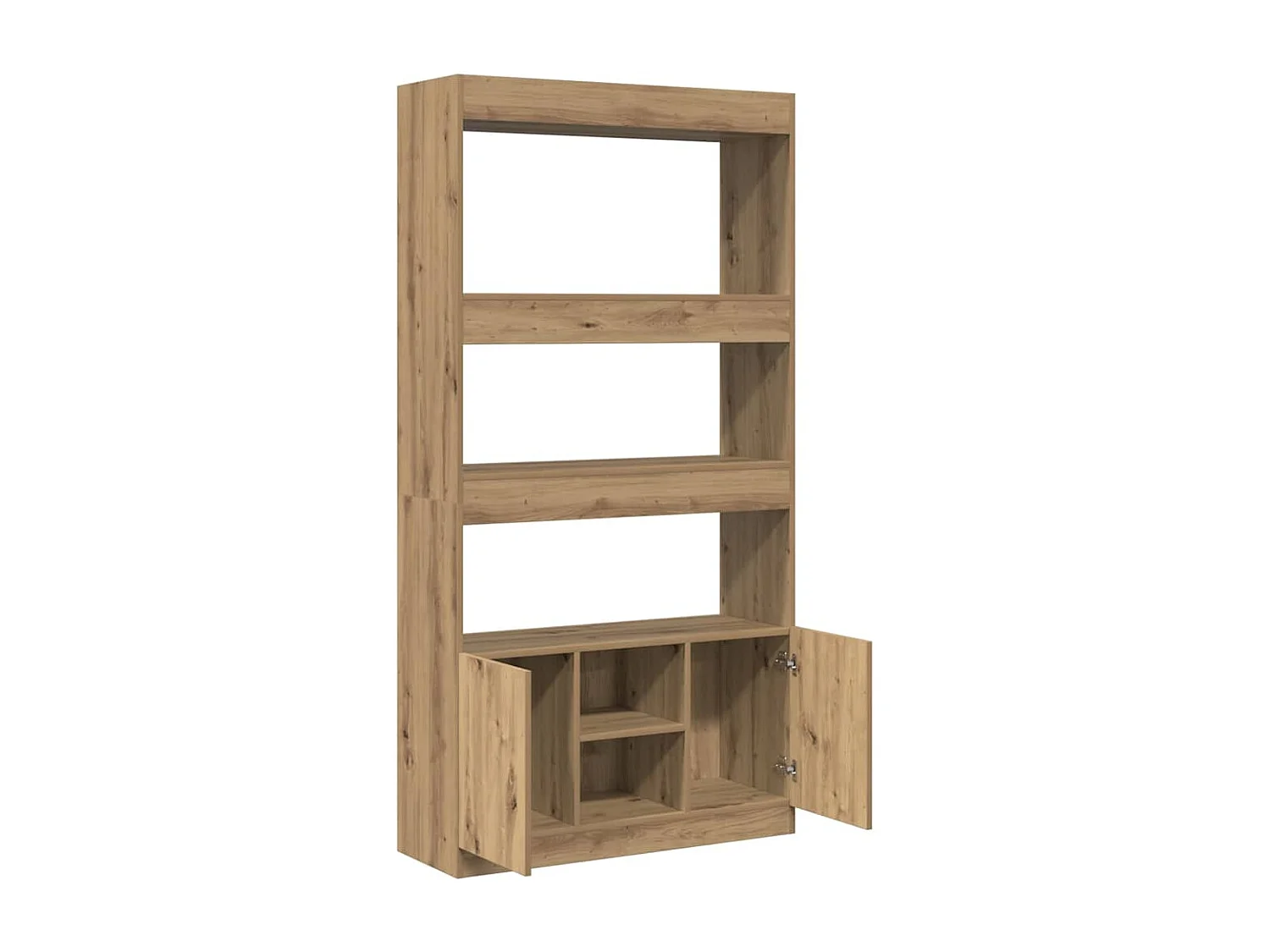 Hoge kast 92x33x180 cm bewerkt hout artisanaal eikenkleurig
