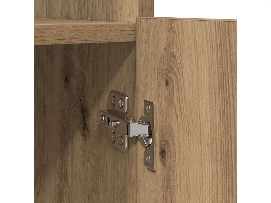 Hoge kast 92x33x180 cm bewerkt hout artisanaal eikenkleurig