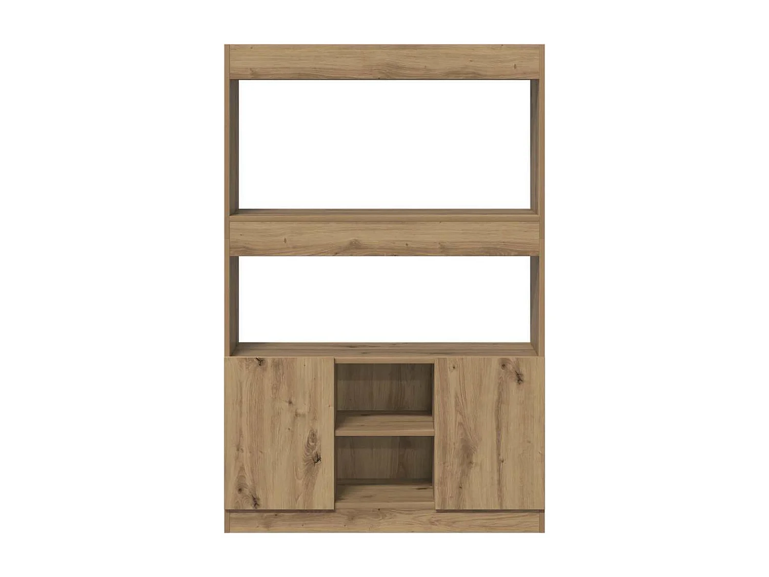 Buffet haut chêne artisanal 92x33x140 cm bois d'ingénierie