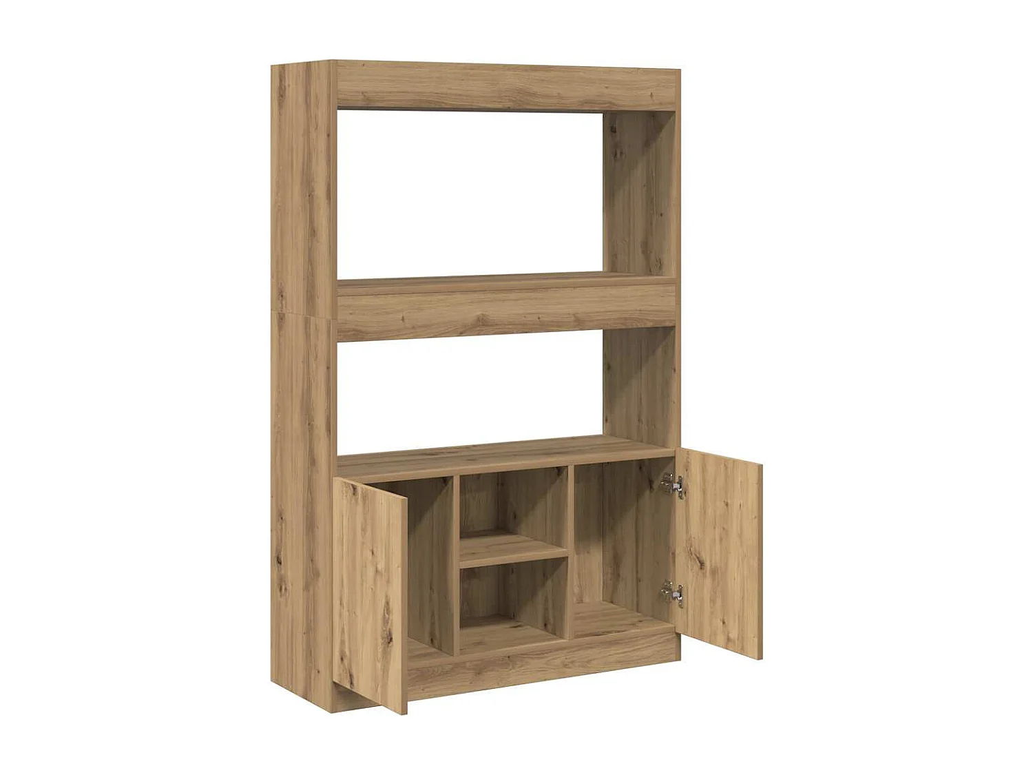 Buffet haut chêne artisanal 92x33x140 cm bois d'ingénierie