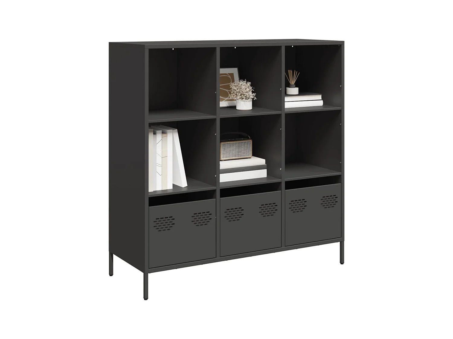 Buffet haut noir 101,5x39x103,5 cm acier