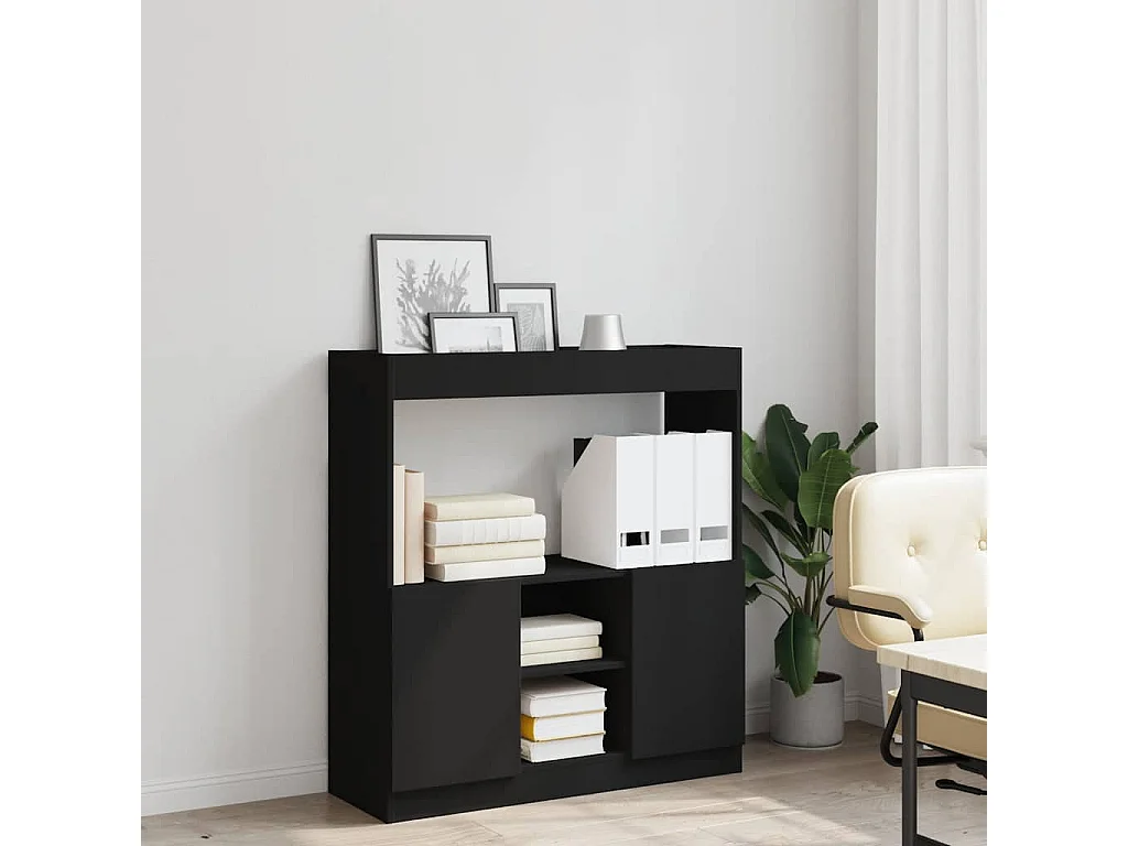 Highboard Schwarz 92x33x100 cm Holzwerkstoff