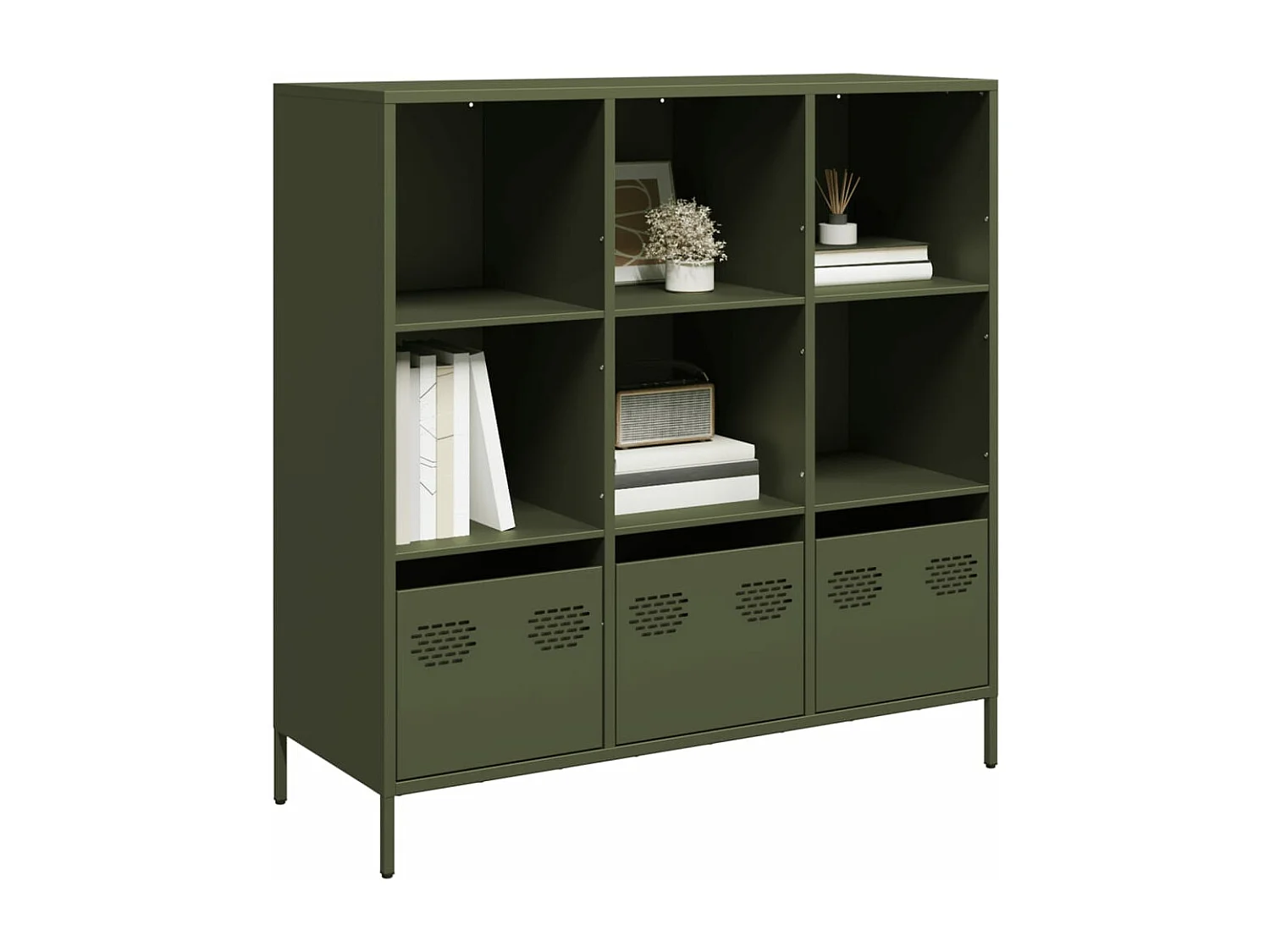 Móvel alto 101,5x39x103,5 cm aço verde azeitona