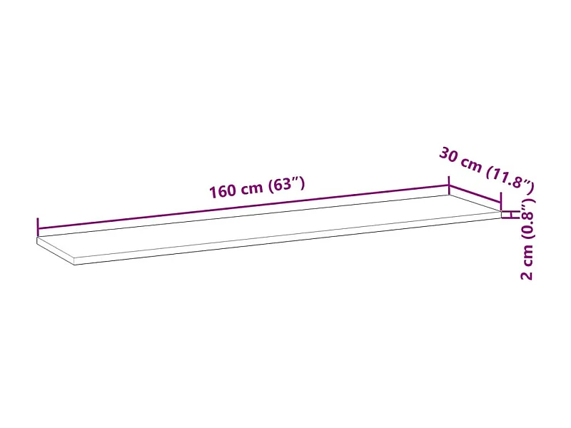 Étagère flottante 160x30x2 cm acacia massif finition à l'huile