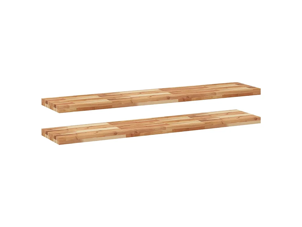 Wandschappen 2 st zwevend olieafwerking 160x30x4 cm acaciahout