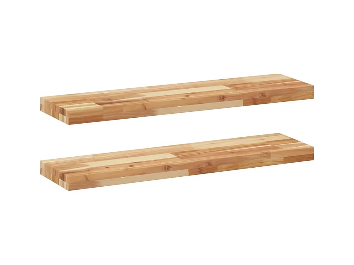 Schweberegale 2 Stk. 80x20x4 cm Massivholz Akazie Ölbehandelt