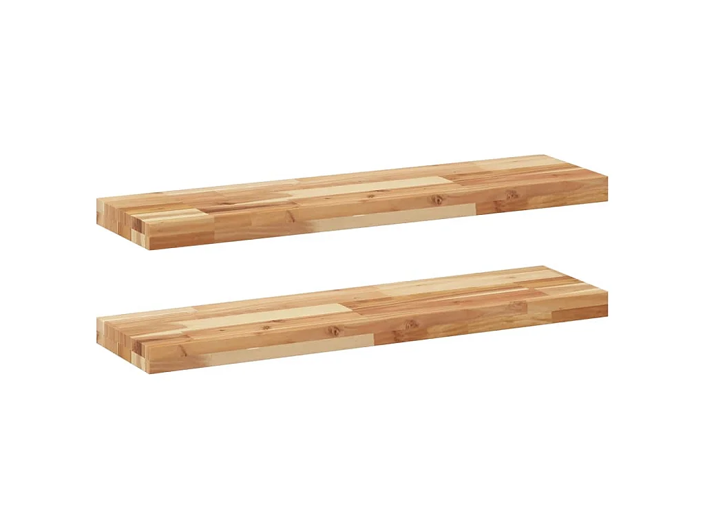 Étagères flottantes 2 pcs 80x20x4 cm acacia massif à l'huile