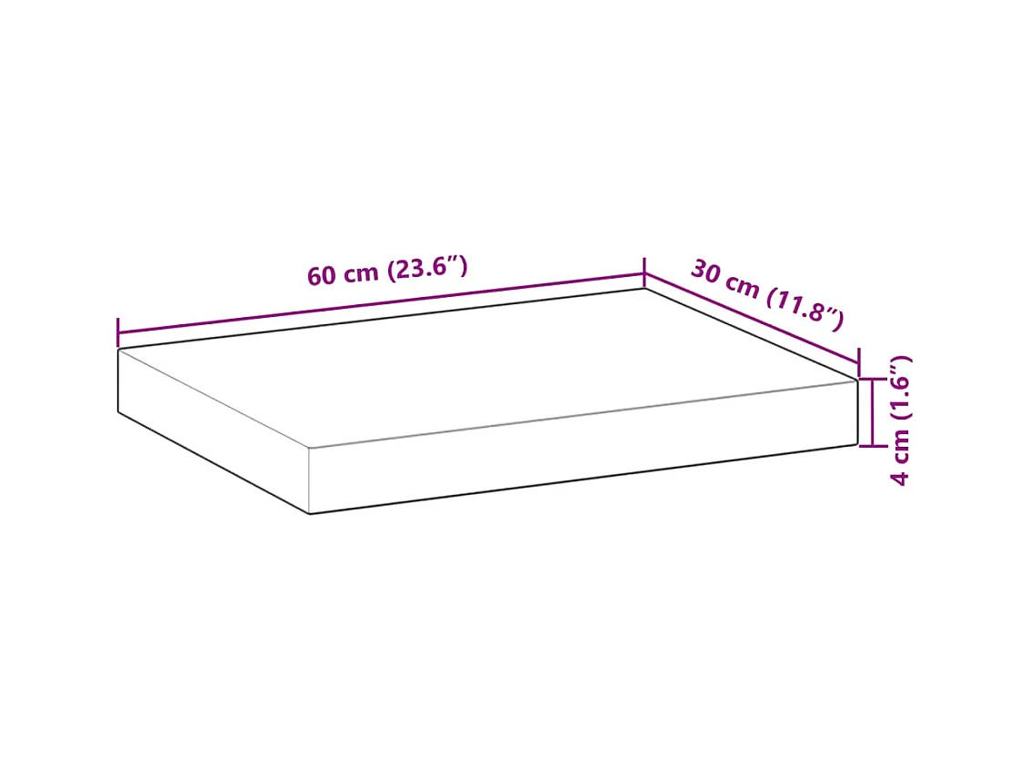 Schweberegal 60x30x4 cm Massivholz Akazie Ölbehandelt