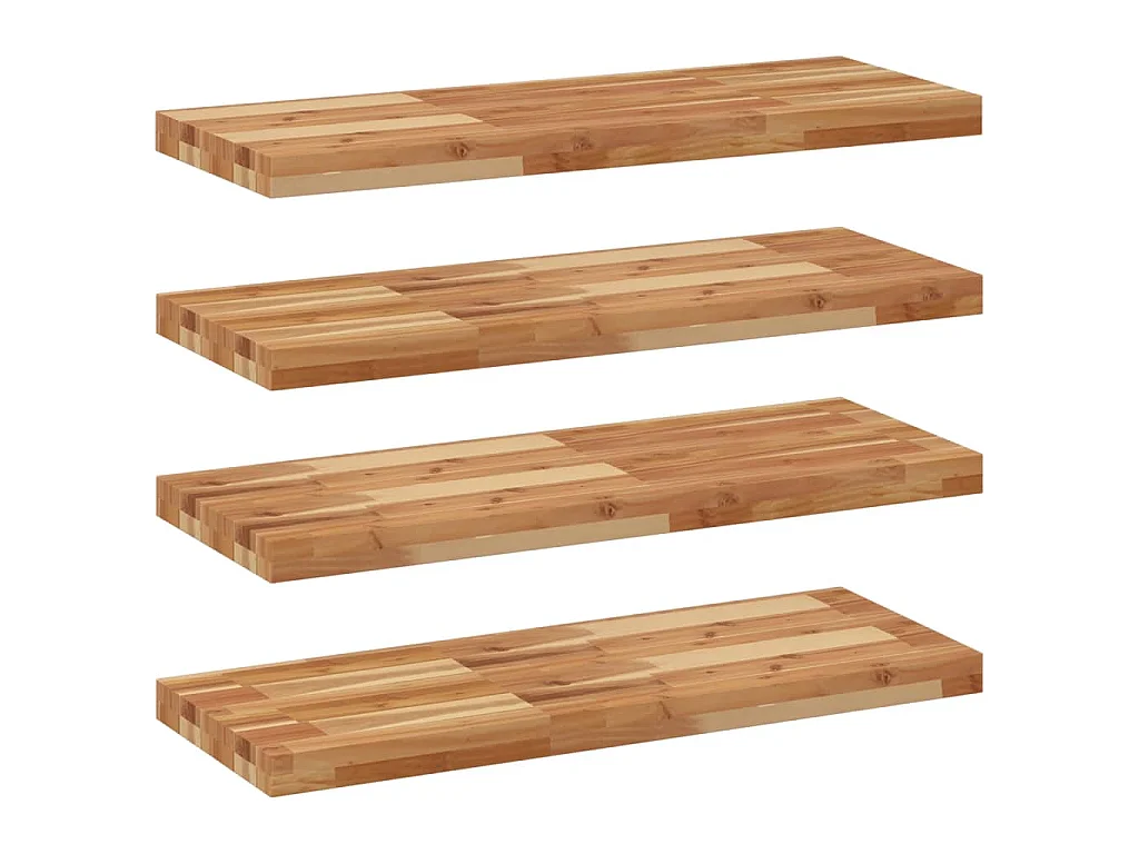 Étagères flottantes 4 pcs 100x30x4 cm acacia massif à l'huile