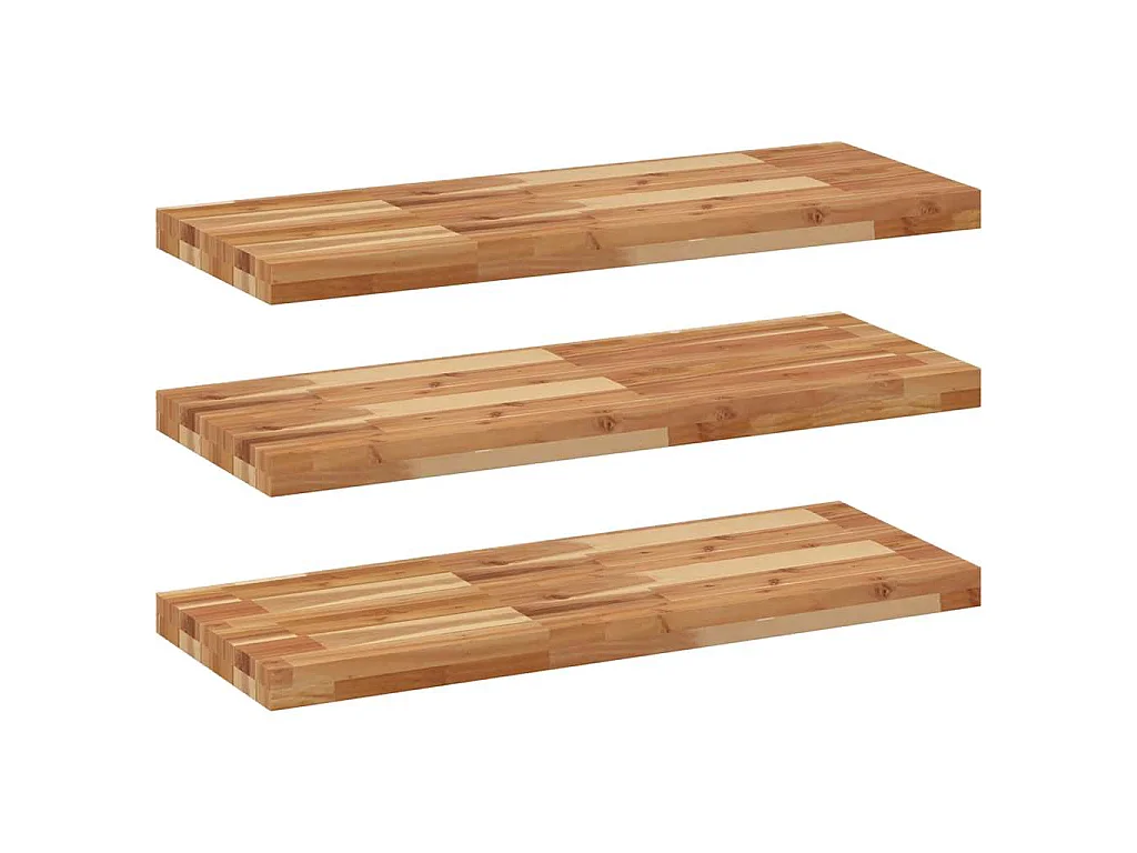 Wandschappen 3 st zwevend olieafwerking 100x30x4 cm acaciahout