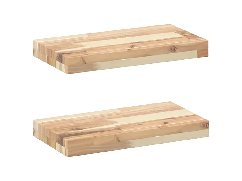 Mensole da Parete 2 pz 40x20x4 cm Legno Acacia Non Trattato
