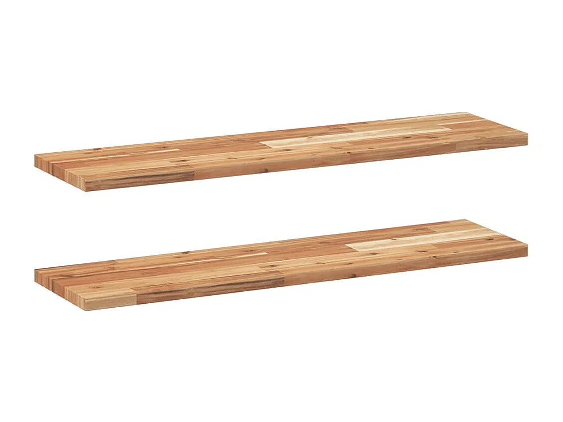 Wandschappen 2 st zwevend olieafwerking 100x20x2 cm acaciahout