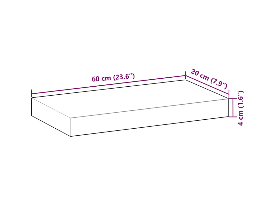 Schweberegale 3 Stk. 60x20x4 cm Massivholz Akazie Ölbehandelt