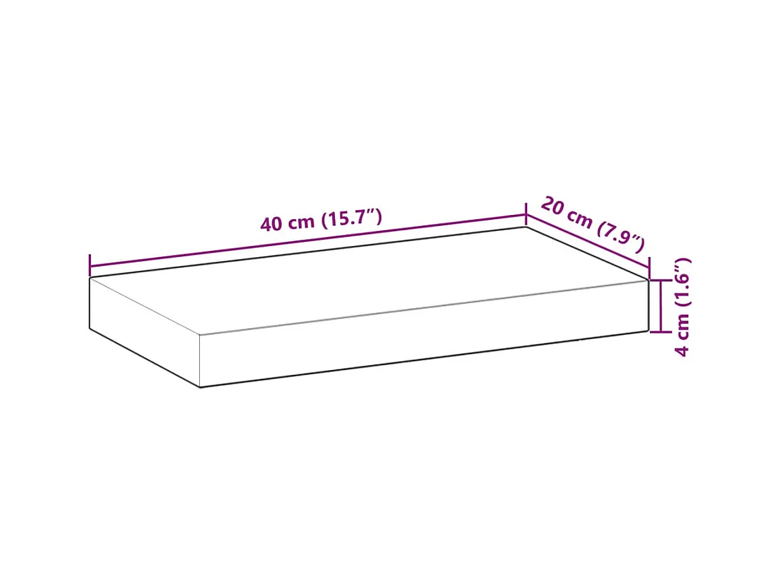 Estantes flotantes 4 uds madera acacia sin tratar 40x20x4 cm