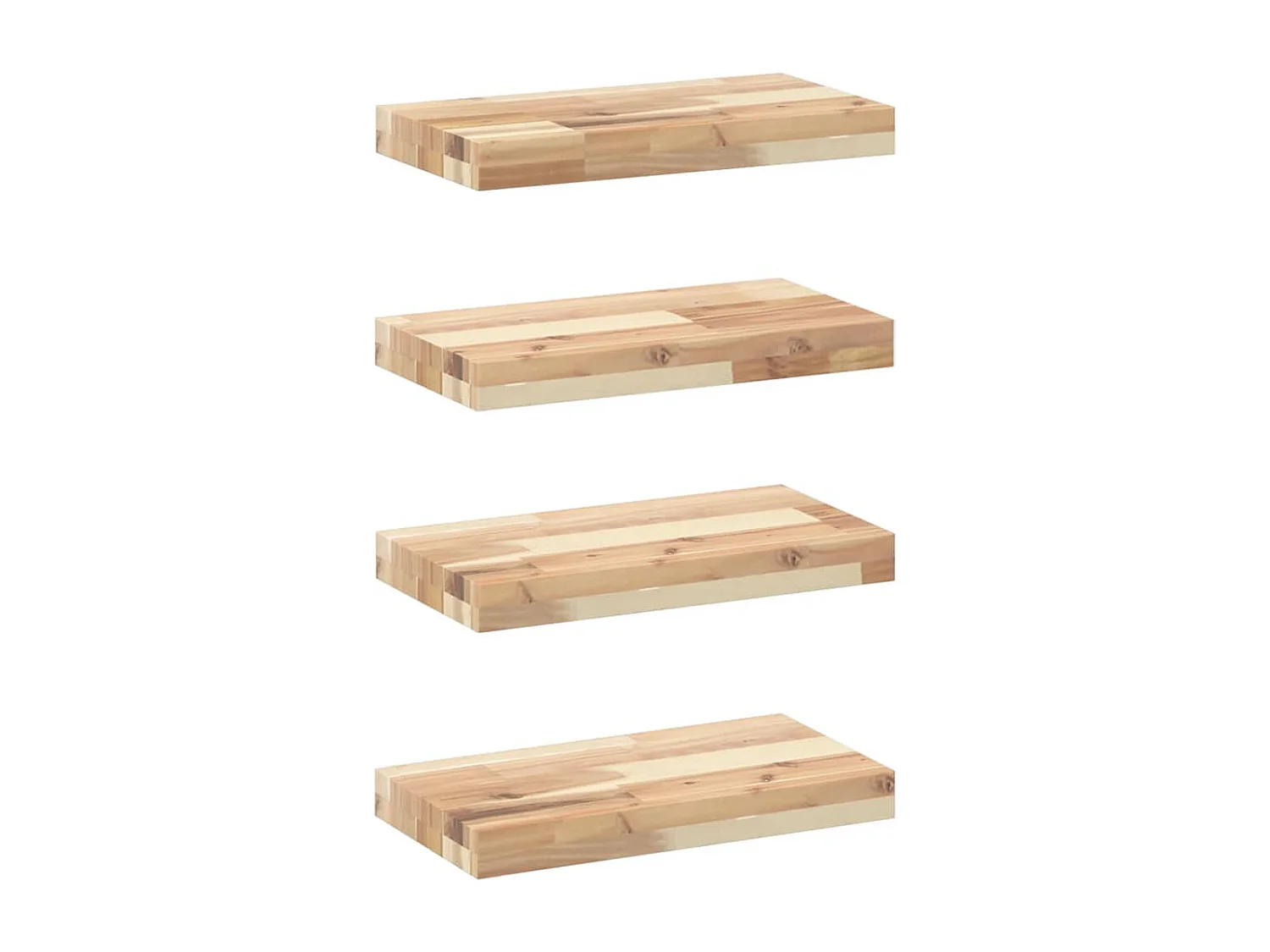 Wandschappen 4 st zwevend 40x20x4 cm onbehandeld acaciahout