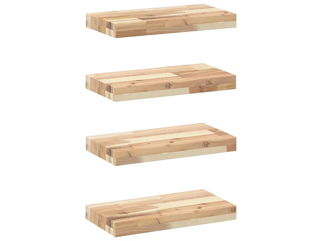 Mensole da Parete 4 pz 40x20x4 cm Legno Acacia Non Trattato