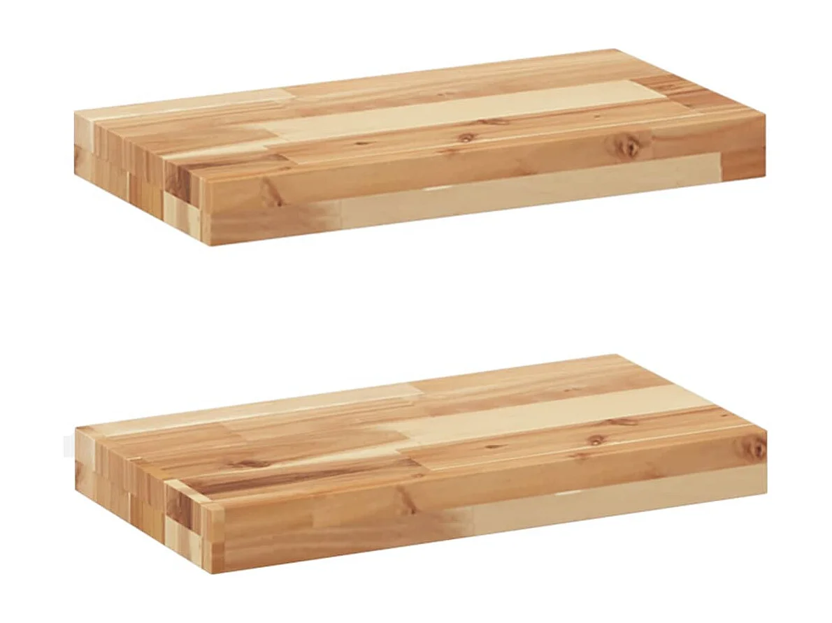 Étagères flottantes 2 pcs 60x20x4 cm acacia massif à l'huile