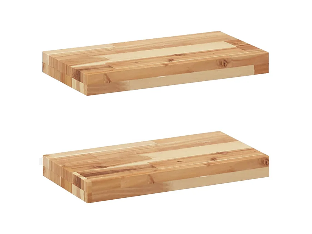 Étagères flottantes 2 pcs 60x20x4 cm acacia massif à l'huile